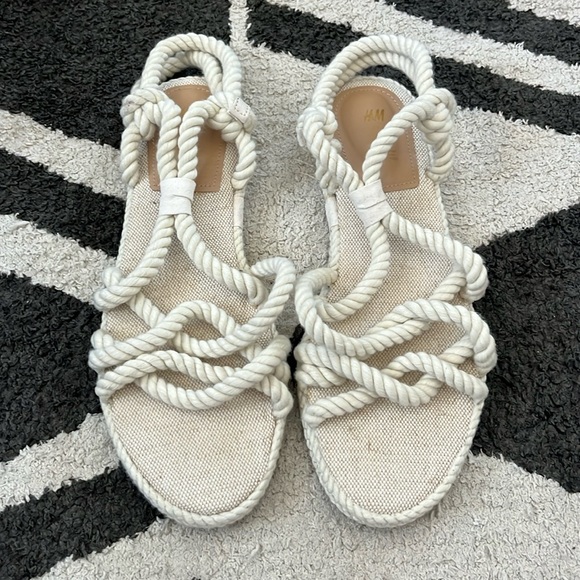 H&M Shoes - Women’s H&M Off White Rope Sandals - Worn Once
